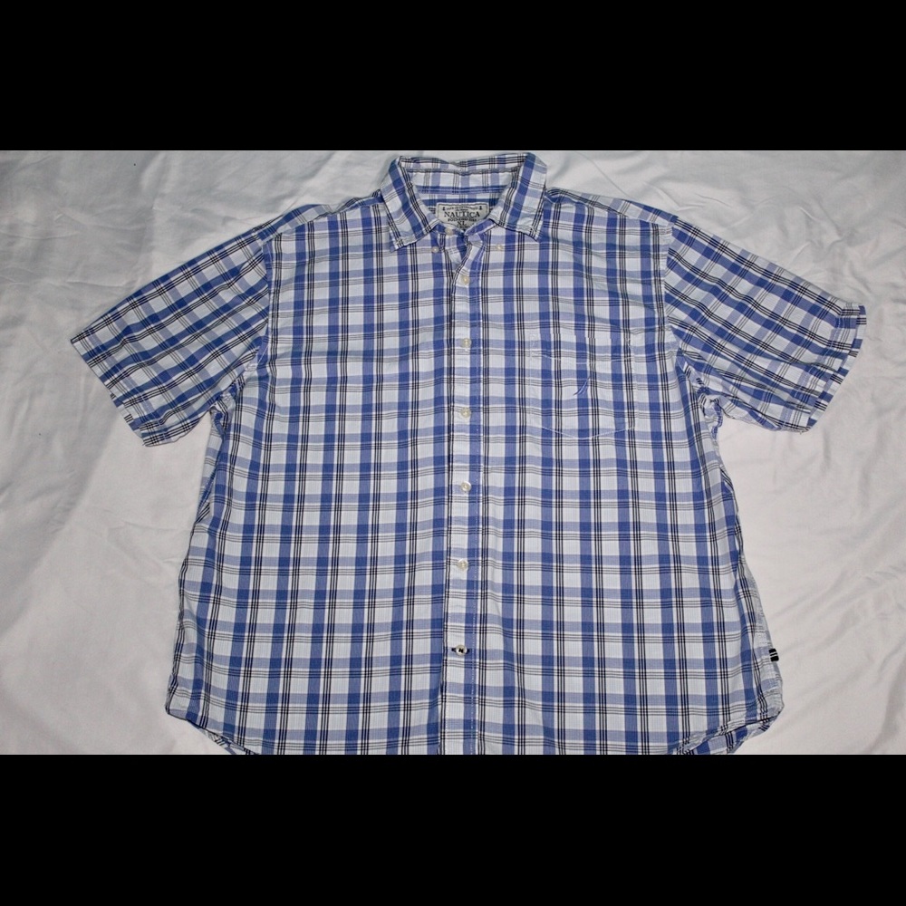 Black Blue White Plaids Shirt Nautica Xl